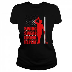 Swing Swear Drink Repeat Golf Lover American flag  Classic Women's T-shirt