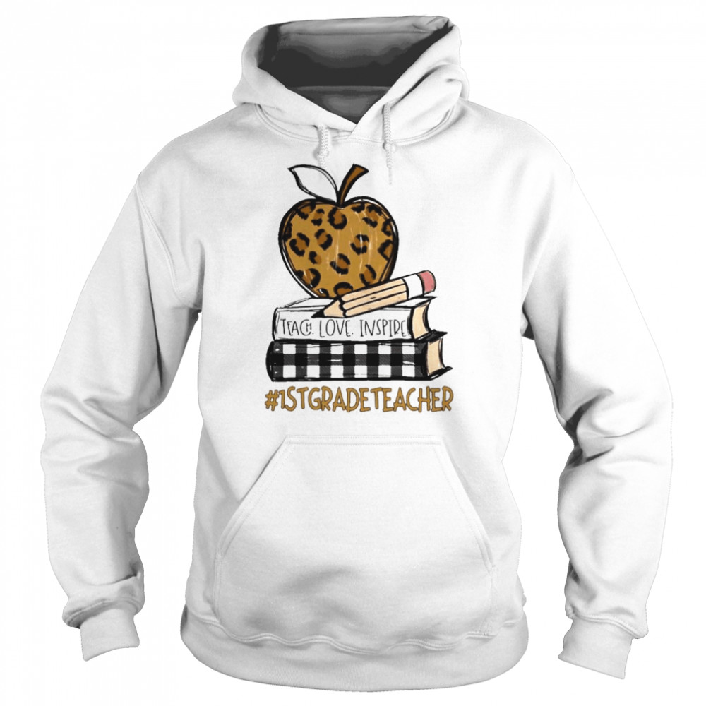 Teach Love Inspire 1st Grade Teacher leopard  Unisex Hoodie