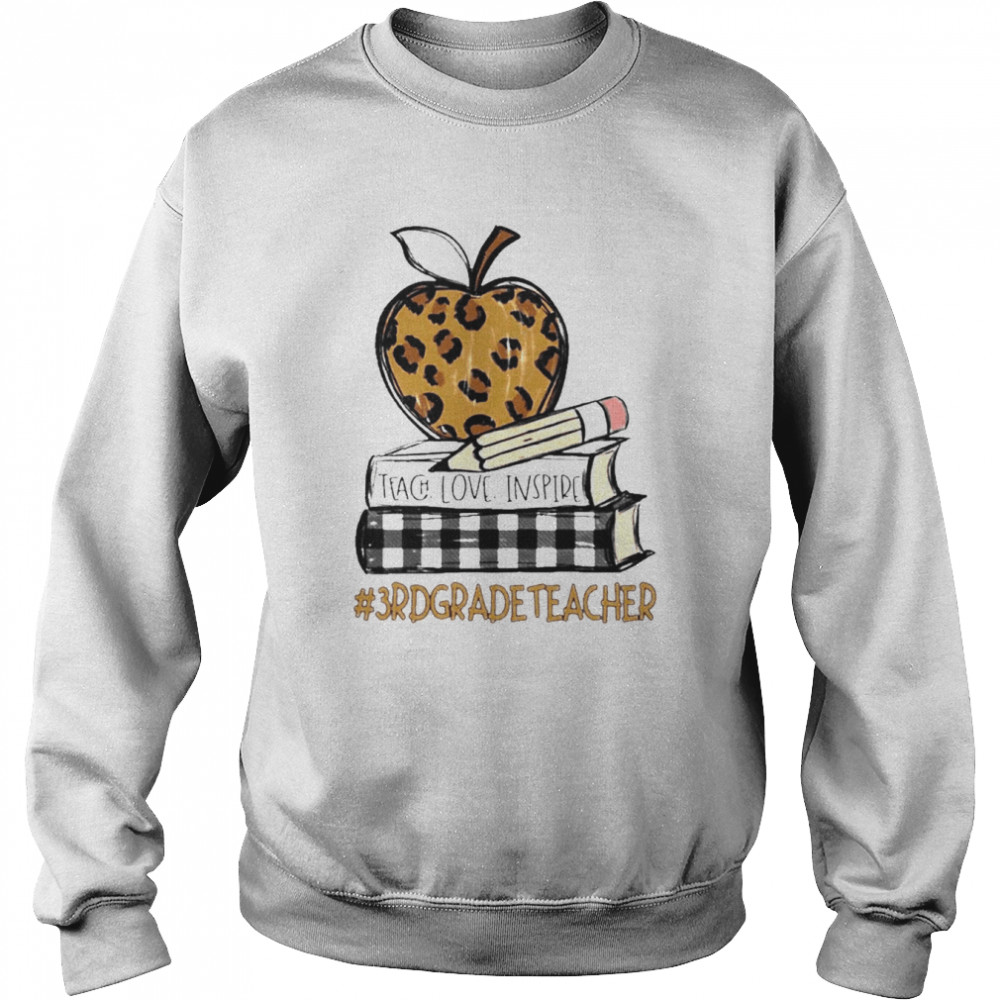 Teach Love Inspire 3rd Grade Teacher leopard  Unisex Sweatshirt