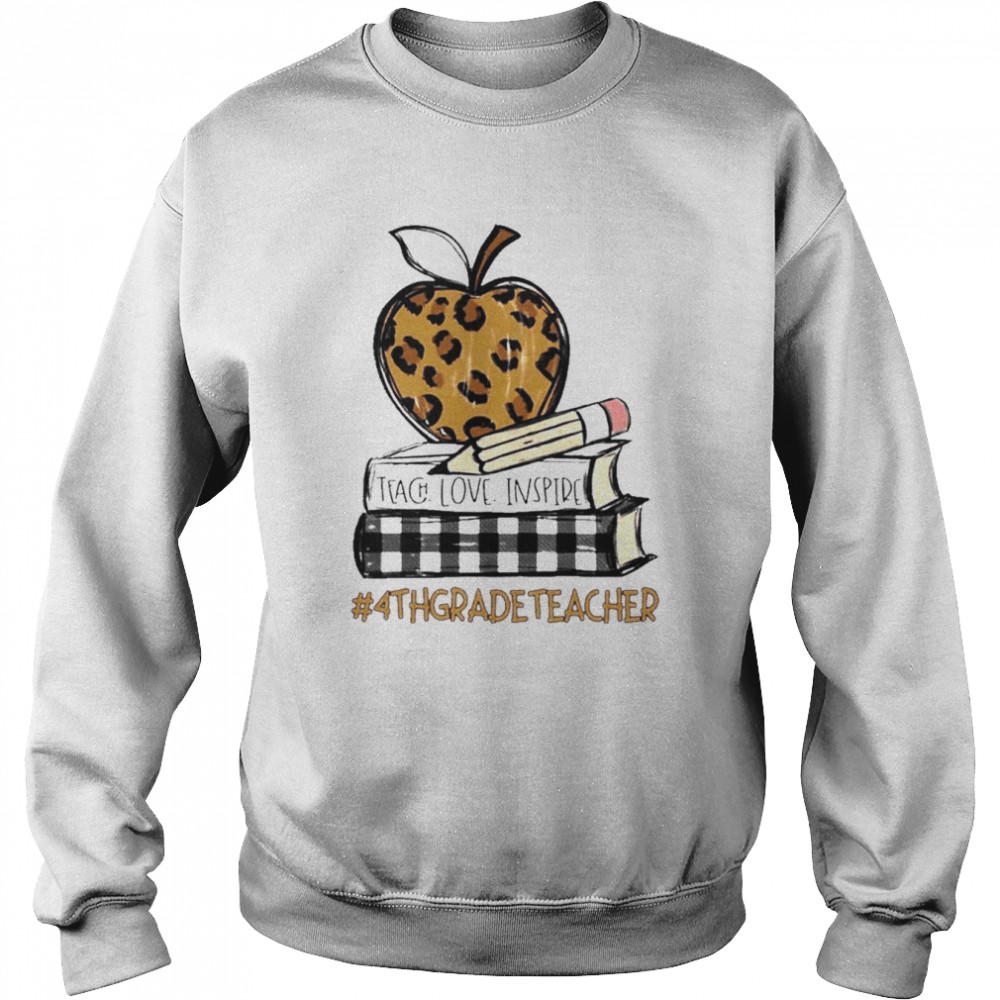 Teach Love Inspire 4th Grade Teacher leopard  Unisex Sweatshirt