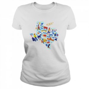 Texas map with landmarks icons set traditional symbols  Classic Women's T-shirt