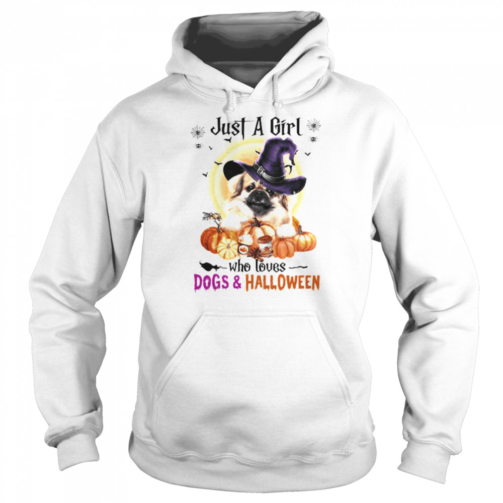 Tibetan Spaniel Just A Girl Who Loves Dogs And Halloween Shirt Unisex Hoodie