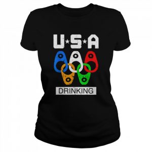 USA Drinking Team American Flag Drinking Beer Lover  Classic Women's T-shirt