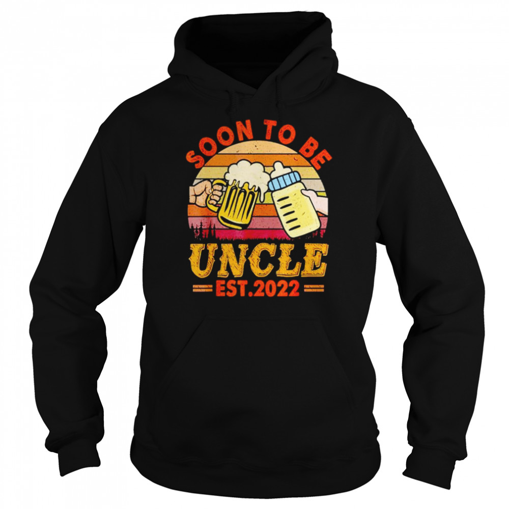 Vintage Retro Soon To Be Uncle Est 2022 Drinking Beer  Unisex Hoodie