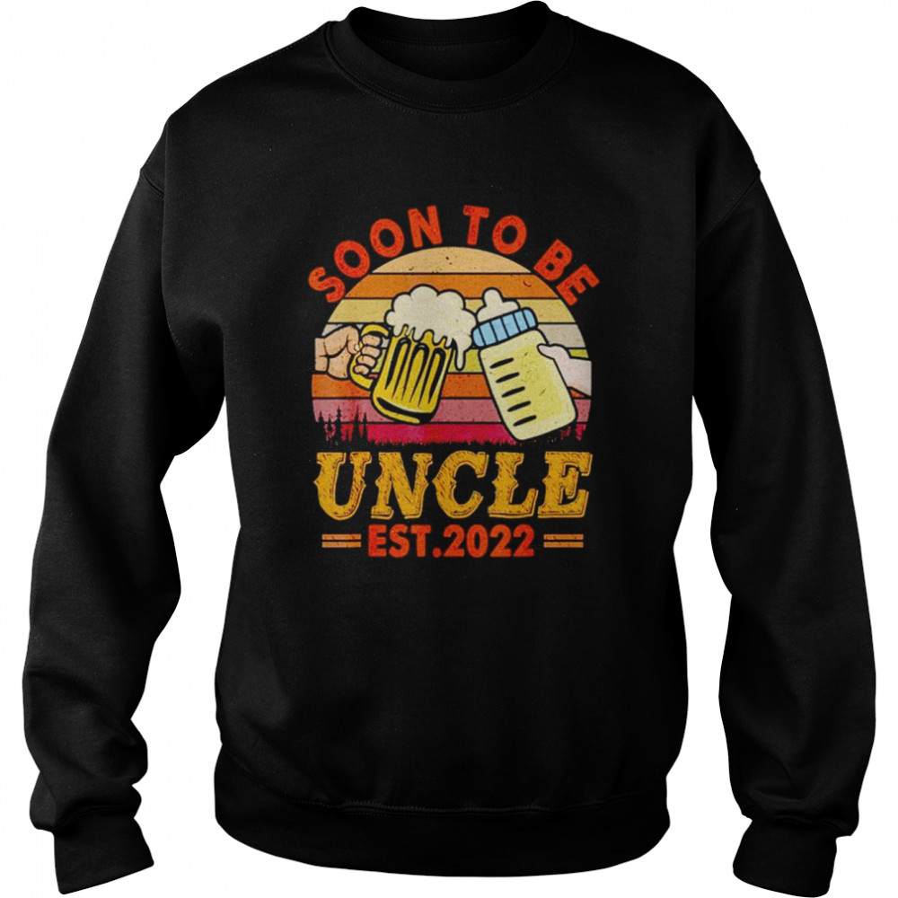 Vintage Retro Soon To Be Uncle Est 2022 Drinking Beer  Unisex Sweatshirt