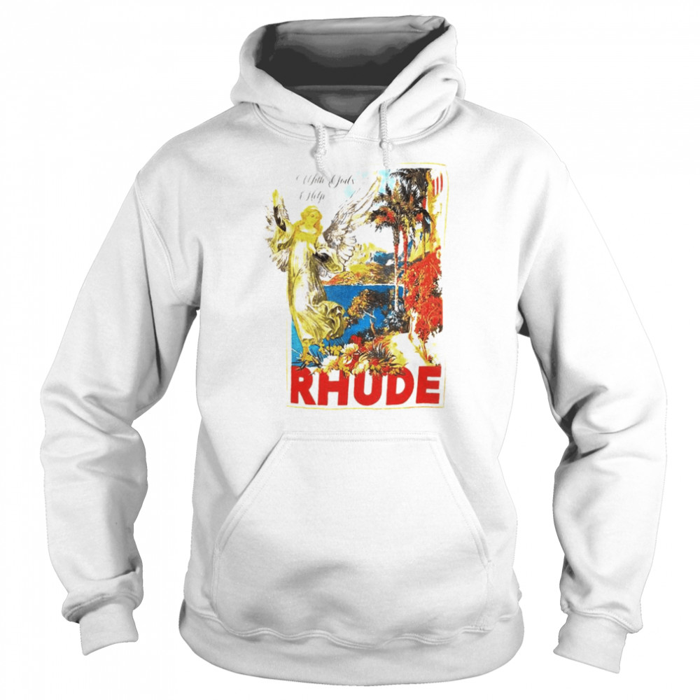 Vintage Rhude With Gods Help Angel Flower Shirt Unisex Hoodie