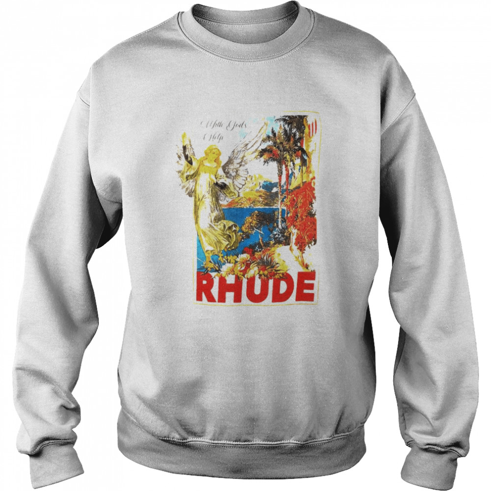 Vintage Rhude With Gods Help Angel Flower Shirt Unisex Sweatshirt