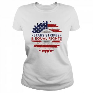 Vintage Sunflower American Flag Stars Stripes Equal Rights  Classic Women's T-shirt