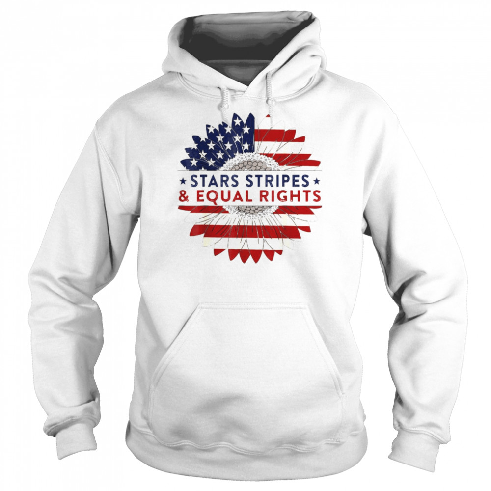 Vintage Sunflower American Flag Stars Stripes Equal Rights  Unisex Hoodie