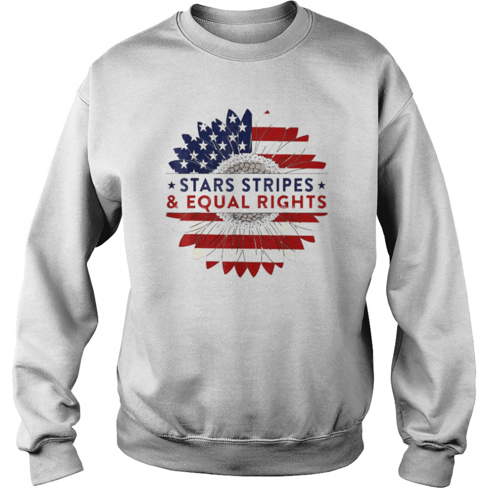 Vintage Sunflower American Flag Stars Stripes Equal Rights  Unisex Sweatshirt