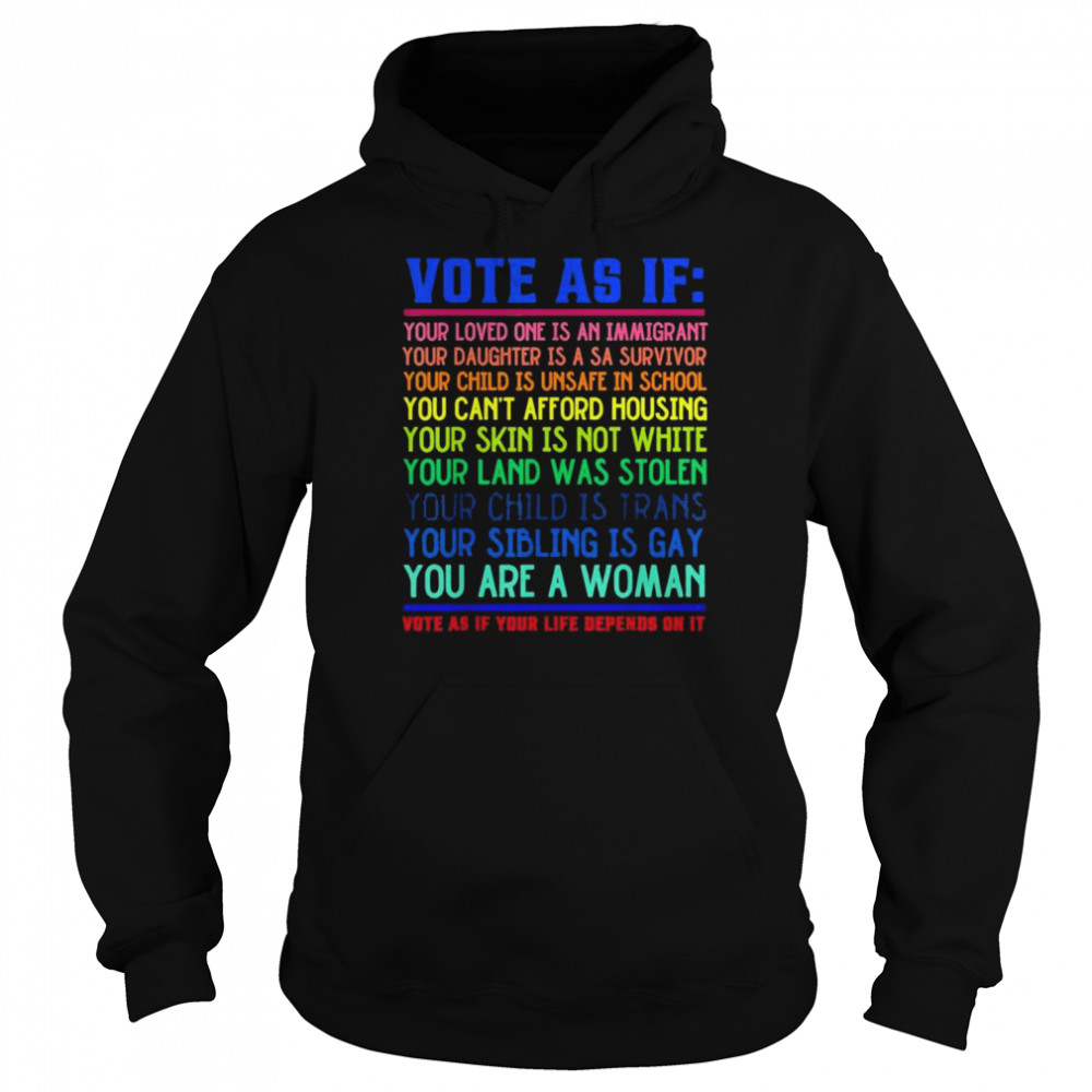 Vote As If Your Life Depends On It Human Rights 2022 Shirt Unisex Hoodie