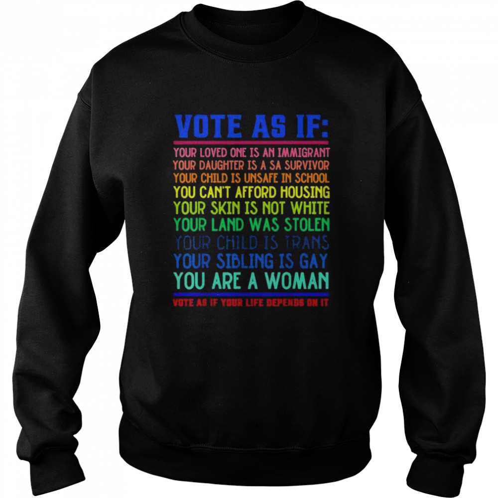 Vote As If Your Life Depends On It Human Rights 2022 Shirt Unisex Sweatshirt