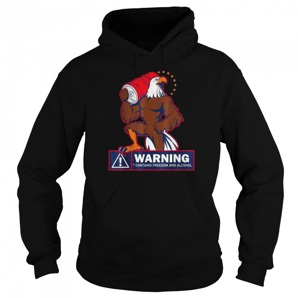 Warning contains freedom and alcohol eagle  Unisex Hoodie