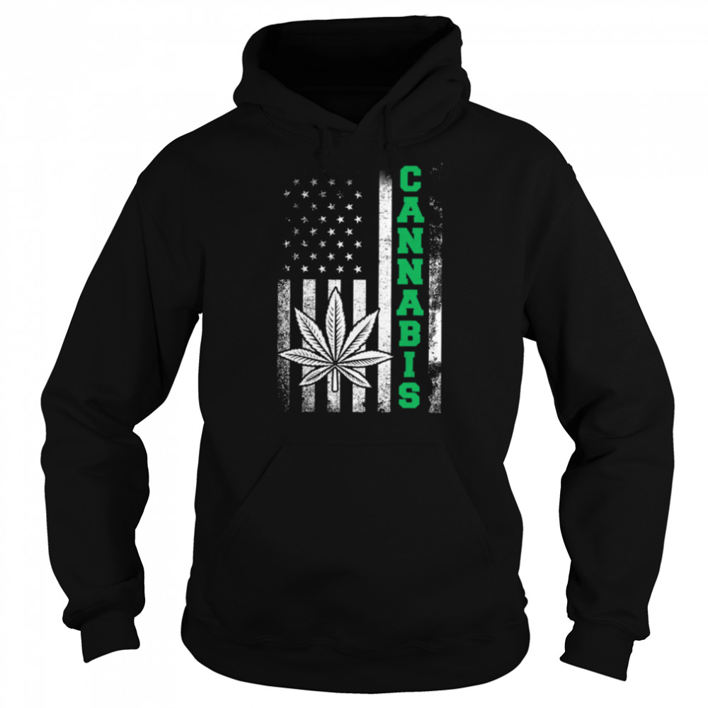 Weed 420 Cannabis Stoner American Flag Marijuana Shirts Unisex Hoodie