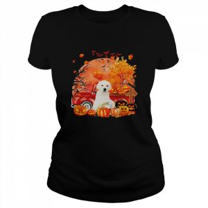 White Labrador Dog Hollowed Pumpkin Moon Shirt Classic Women's T-shirt