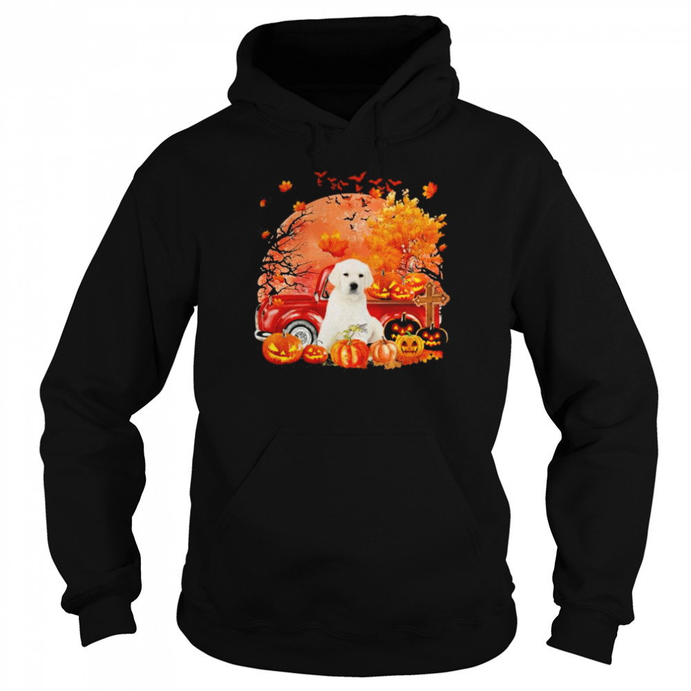 White Labrador Dog Hollowed Pumpkin Moon Shirt Unisex Hoodie