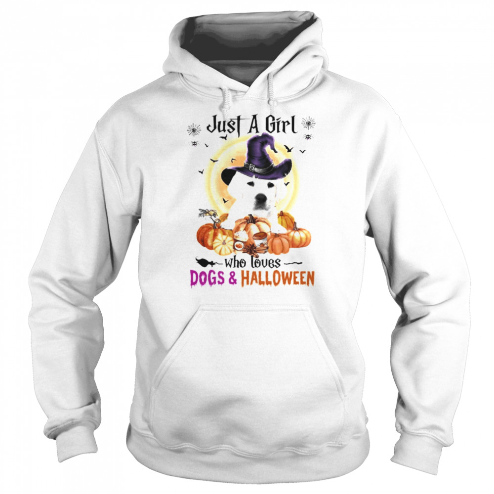 White Labrador Just A Girl Who Loves Dogs And Halloween Shirt Unisex Hoodie