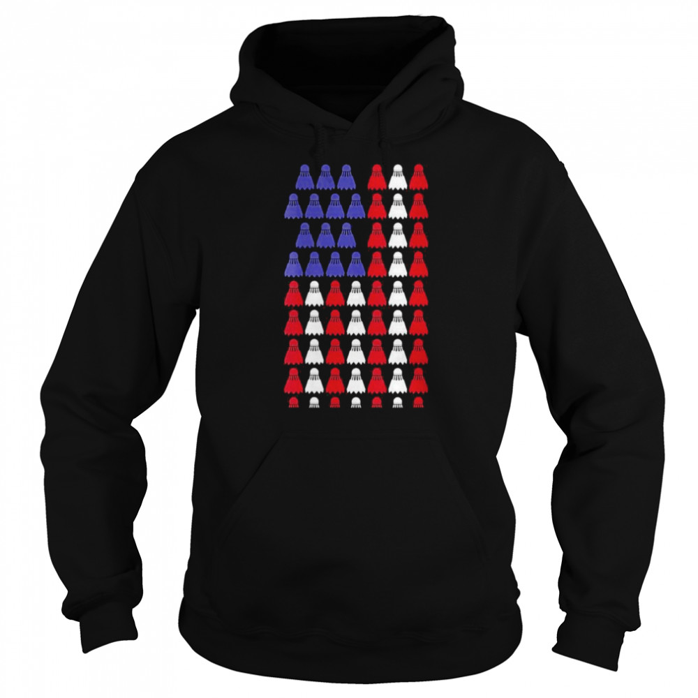 Wo Sport Design Badminton Shuttlecock American Flag Shirt Unisex Hoodie