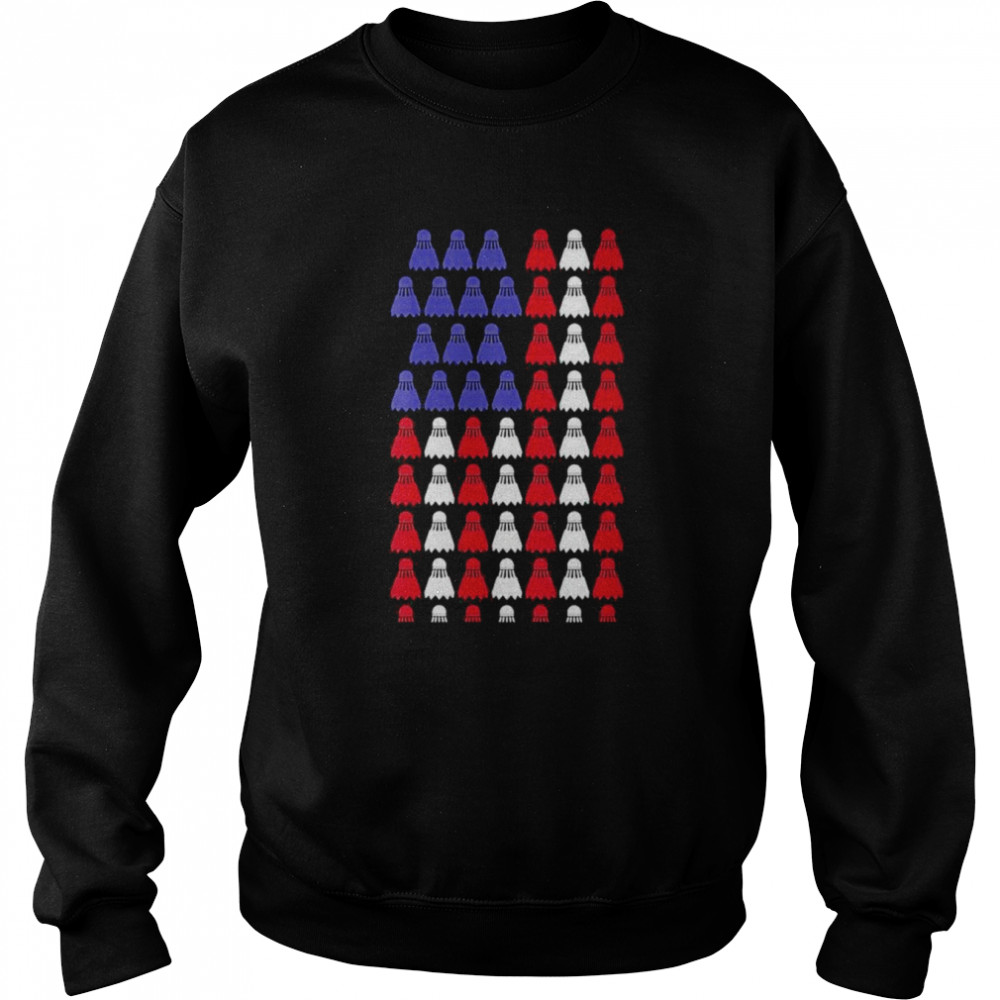 Wo Sport Design Badminton Shuttlecock American Flag Shirt Unisex Sweatshirt