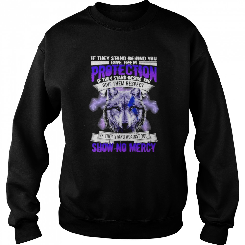 Wolf If they stand behind You give them protection if they stand beside You give them respect  Unisex Sweatshirt