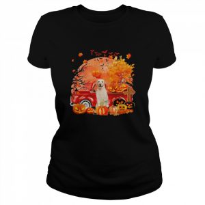 Yellow Labrador Dog Hollowed Pumpkin Moon Shirt Classic Women's T-shirt