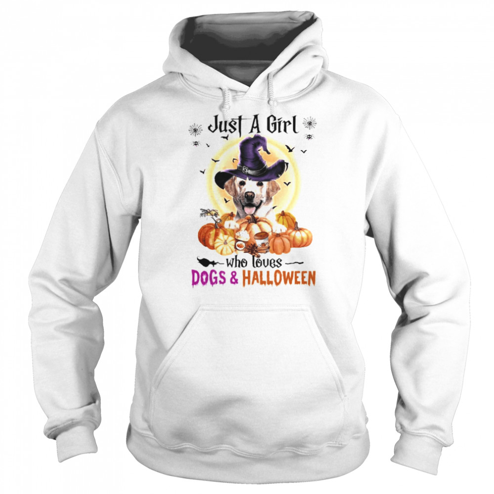 Yellow Labrador Just A Girl Who Loves Dogs And Halloween Shirt Unisex Hoodie