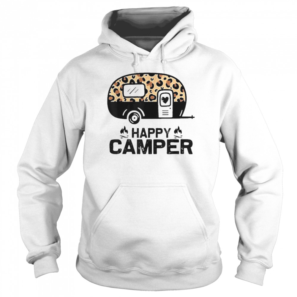 happy Camper Leopard Matching Camping Crew Shirt Unisex Hoodie