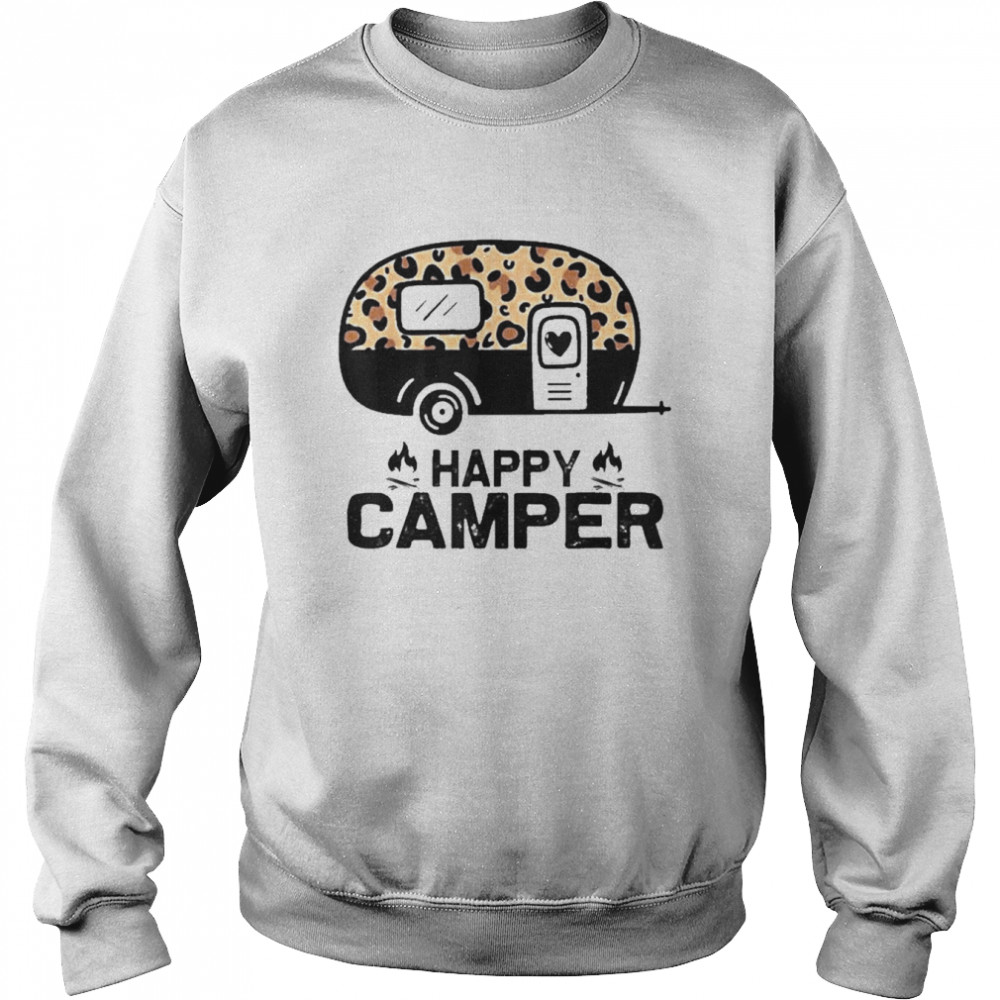 happy Camper Leopard Matching Camping Crew Shirt Unisex Sweatshirt