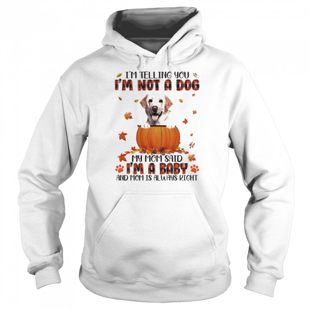 Autumn Baby Yellow Labrador Halloween I’m Telling You I’m Not A Dog My Mom Said I’m A Baby And Mom Is Always Right Shirt Unisex Hoodie