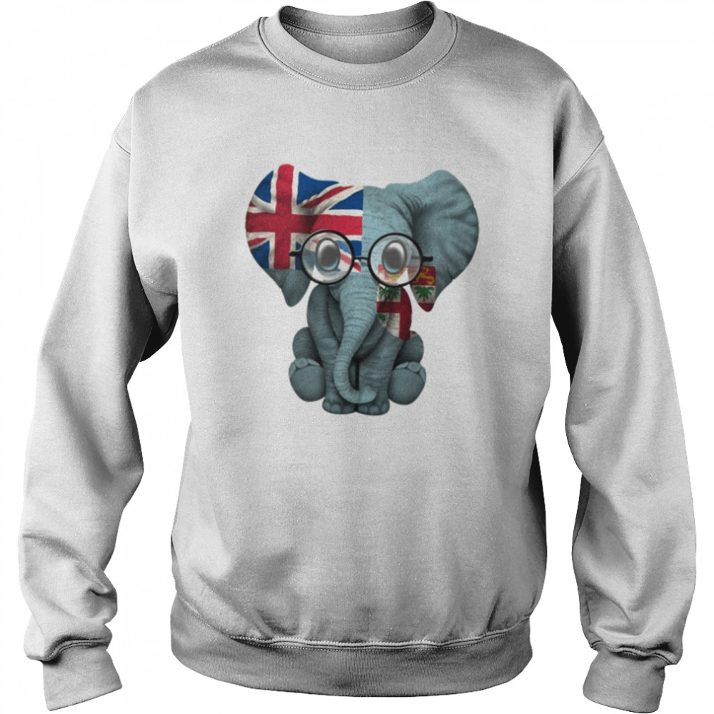 Baby Elephant With Glasses And Fiji Flag  Unisex Sweatshirt