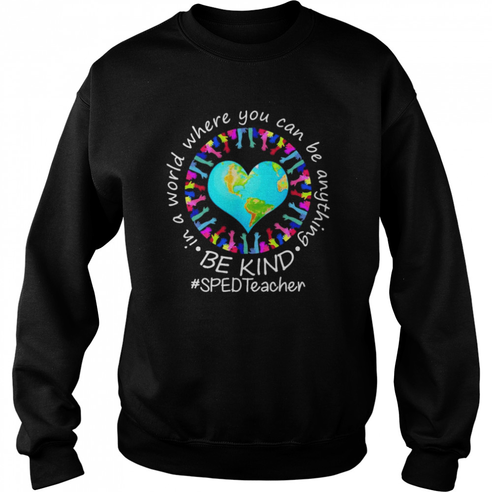 Be Kind In A World Where You Can Be Anything SPED Teacher Shirt Unisex Sweatshirt