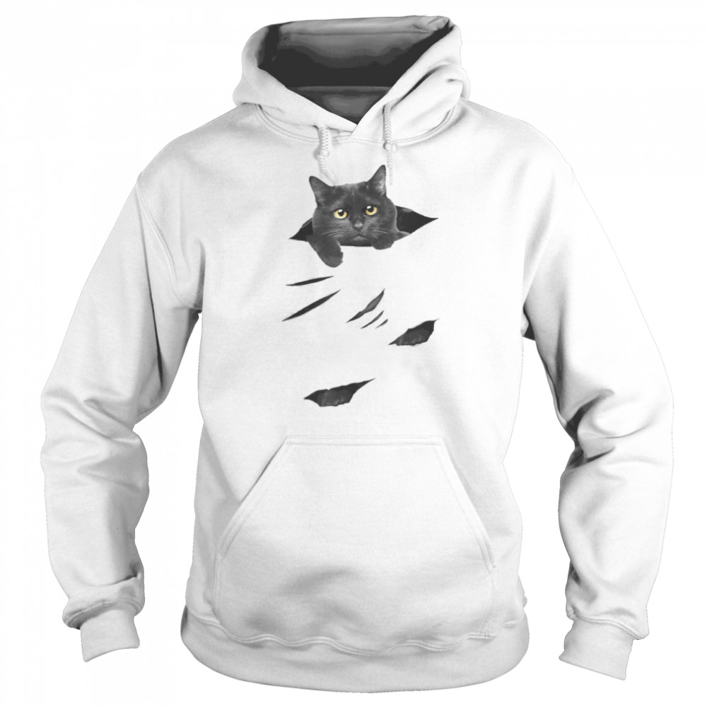 Black Cat Torn Shirt Unisex Hoodie