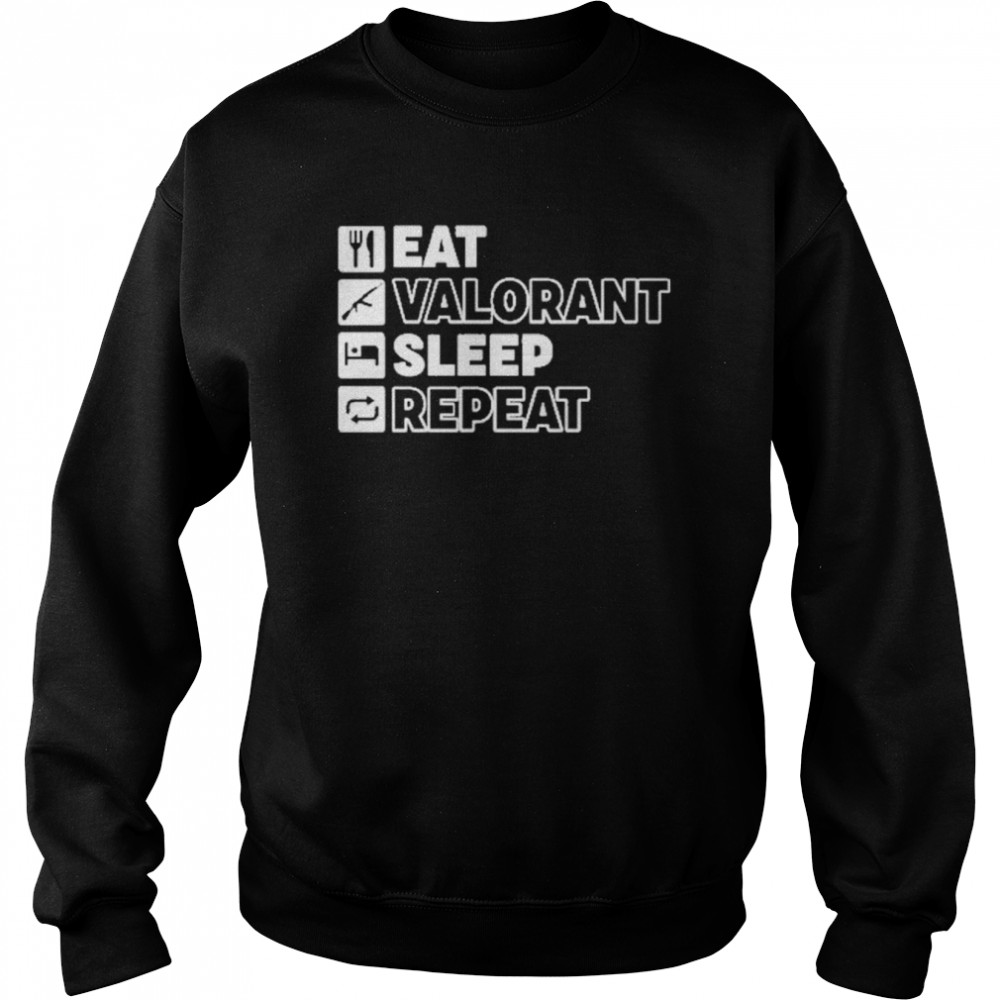 Black Soar WestJett Eat Valorant Sleep Repeat Shirt Unisex Sweatshirt