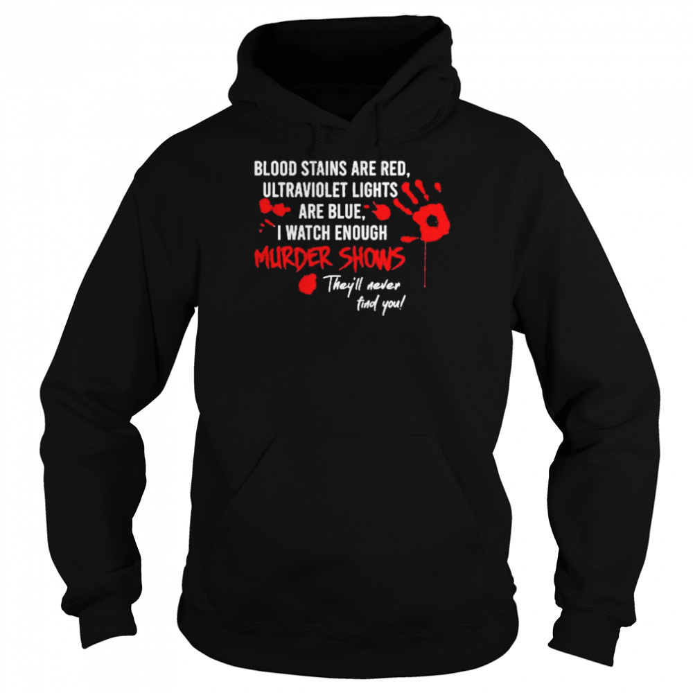 Blood Stains Are Red Ultraviolet Lights Are Blue Halloween T-Shirt Unisex Hoodie