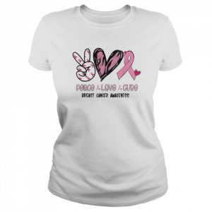 Breast Cancer Peace Love Cure In October We Wear Pink Ribbon T-Shirt Classic Women's T-shirt