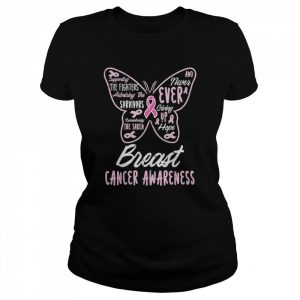 Butterfly Pink Supporting Fighters Breast Cancer Awareness T-Shirt Classic Women's T-shirt