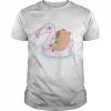 Capybara Chilling On Pink Flamingo Pool Float  Classic Men's T-shirt