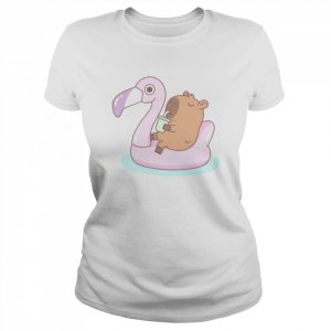 Capybara Chilling On Pink Flamingo Pool Float  Classic Women's T-shirt