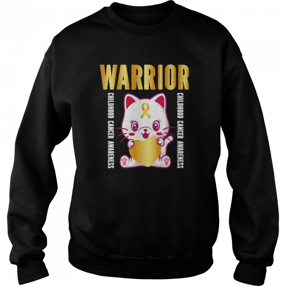 Childhood Cancer Awareness Warrior Cute Cat Shirt Unisex Sweatshirt