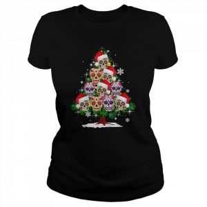 Christmas Tree Mexican Flower Sugar Skull Santa Merry Christmas 2022 T-Shirt Classic Women's T-shirt