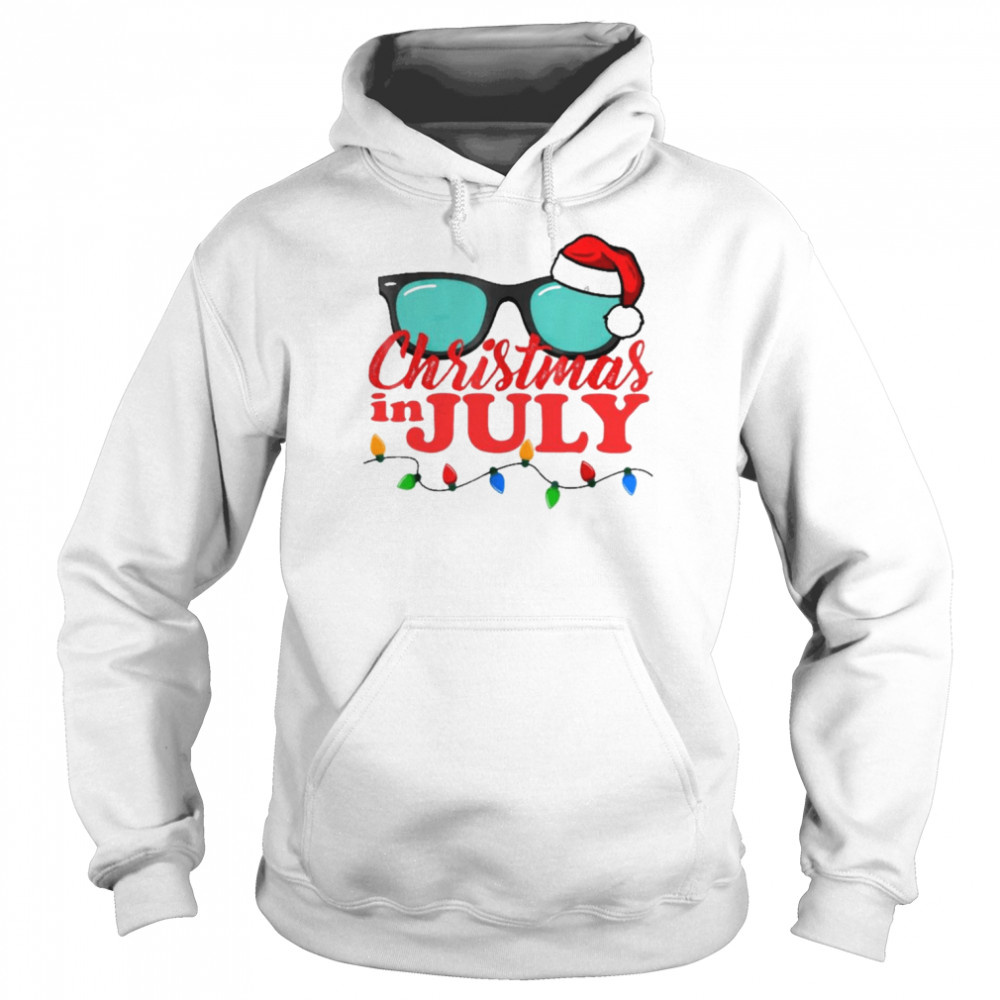 Christmas in July Santa Glasses Merry Christmas  Unisex Hoodie