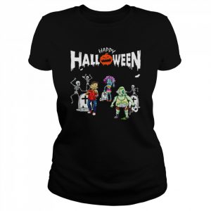 Dancing Zombies Skeletons In A Cemetery Halloween  Classic Women's T-shirt