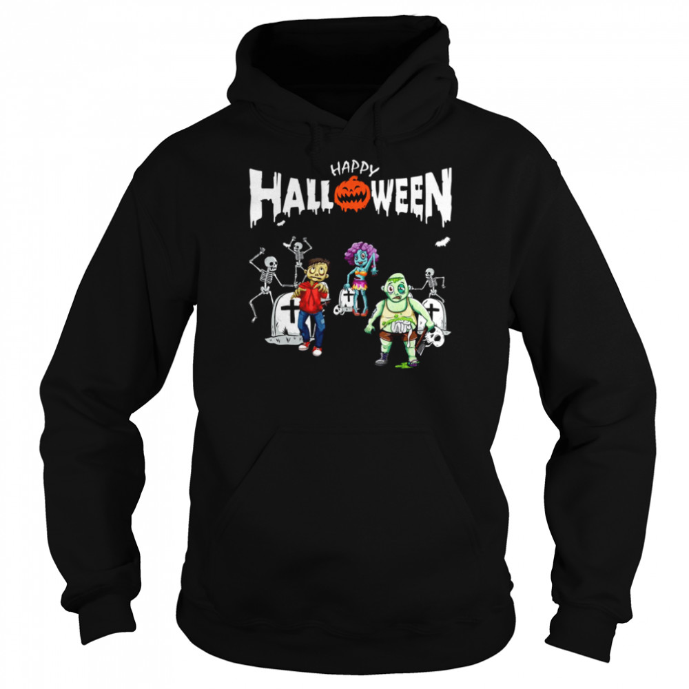 Dancing Zombies Skeletons In A Cemetery Halloween  Unisex Hoodie