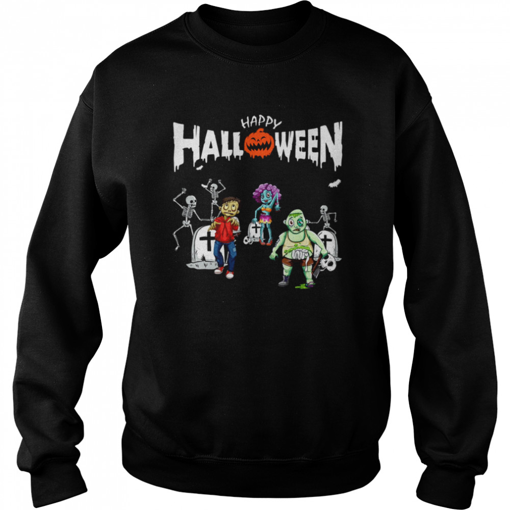 Dancing Zombies Skeletons In A Cemetery Halloween  Unisex Sweatshirt