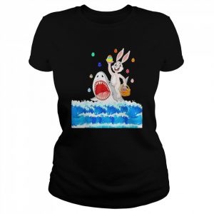 Easter Bunny Riding Shark with Eggs Basket Shirt Classic Women's T-shirt