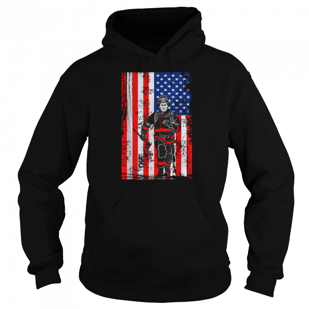 Firefighter With Axe Running  Unisex Hoodie