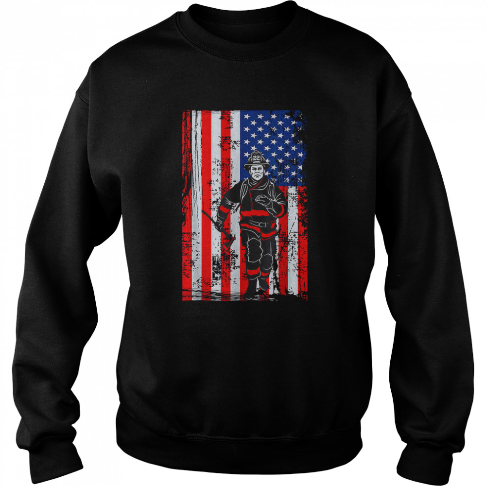 Firefighter With Axe Running  Unisex Sweatshirt