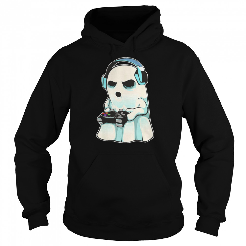 Gamer Ghost Lazy Halloween Costume Cool Video-game Gaming T-Shirt Unisex Hoodie