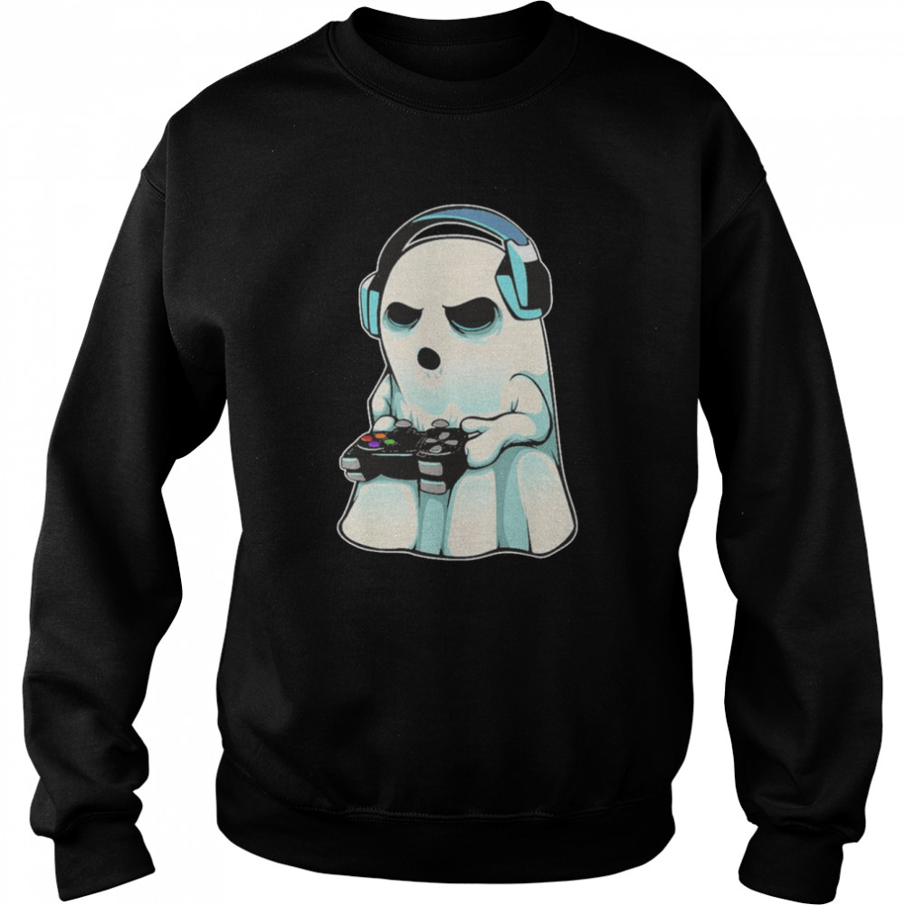 Gamer Ghost Lazy Halloween Costume Cool Video-game Gaming T-Shirt Unisex Sweatshirt