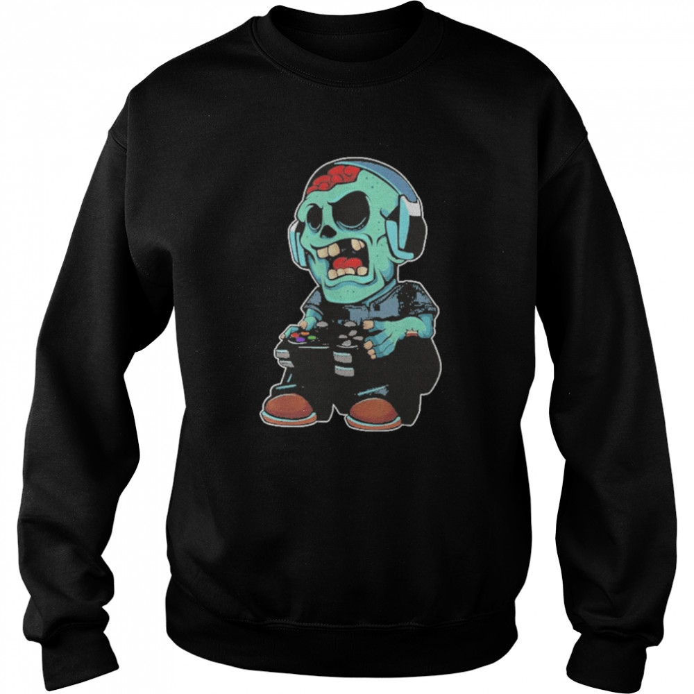 Gamer Zombie Lazy Halloween Costume Cool Video-game Gaming T-Shirt Unisex Sweatshirt